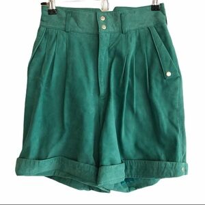 Micheal Hoban North Beach leather high waisted pleaded Shorts